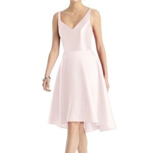 Alfred Sung high low satin dress Blush NWT 6